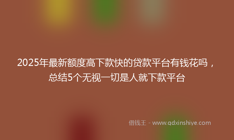 2025年最新额度高下款快的贷款平台有钱花吗，总结5个无视一切是人就下款平台