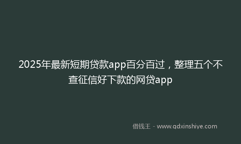 2025年最新短期贷款app百分百过，整理五个不查征信好下款的网贷app