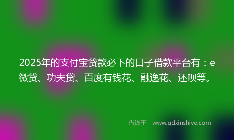 2025年的支付宝贷款必下的口子借款平台有：e微贷、功夫贷、百度有钱花、融逸花、还呗等。