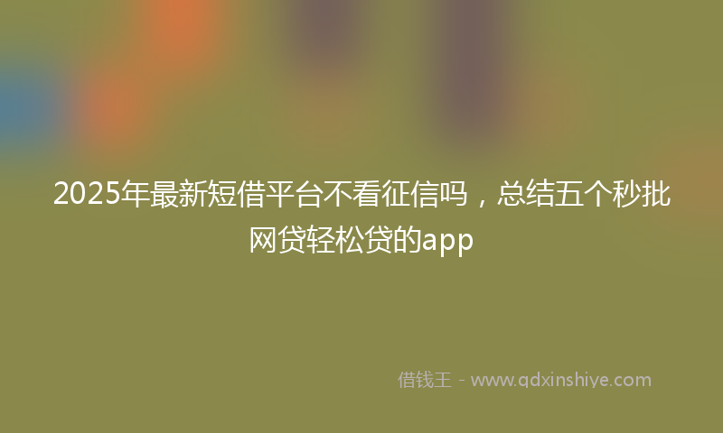 2025年最新短借平台不看征信吗，总结五个秒批网贷轻松贷的app