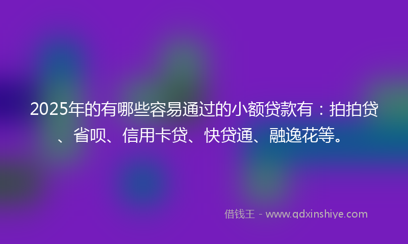 2025年的有哪些容易通过的小额贷款有：拍拍贷、省呗、信用卡贷、快贷通、融逸花等。