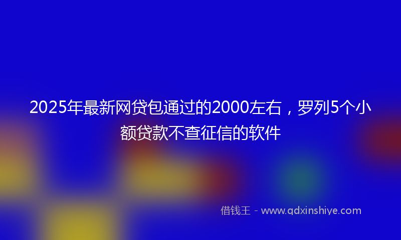2025年最新网贷包通过的2000左右，罗列5个小额贷款不查征信的软件