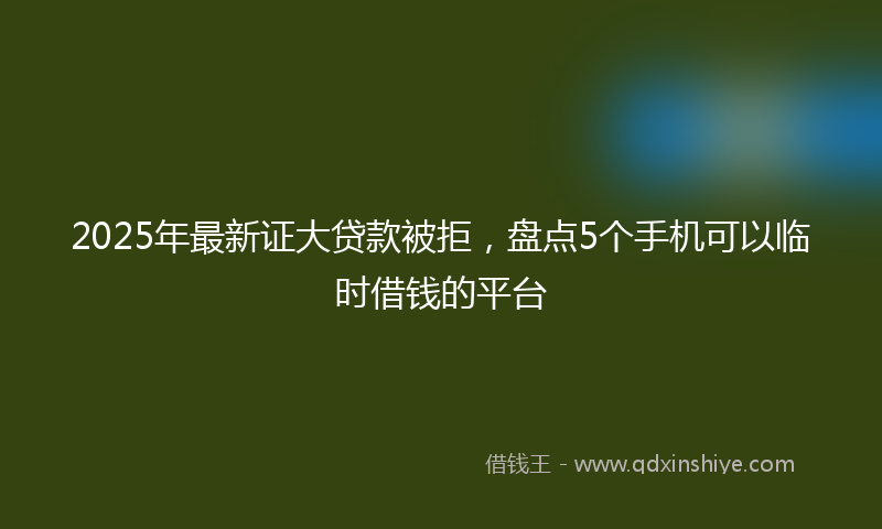 2025年最新证大贷款被拒，盘点5个手机可以临时借钱的平台