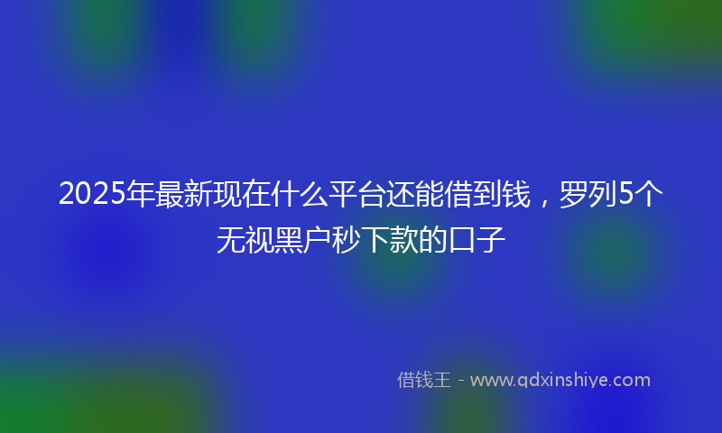 2025年最新现在什么平台还能借到钱，罗列5个无视黑户秒下款的口子