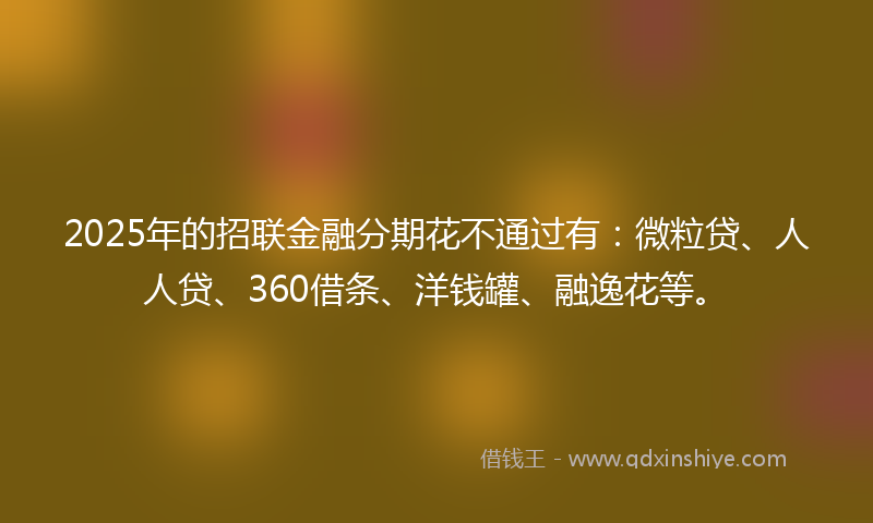 2025年的招联金融分期花不通过有：微粒贷、人人贷、360借条、洋钱罐、融逸花等。