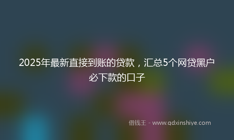 2025年最新直接到账的贷款，汇总5个网贷黑户必下款的口子