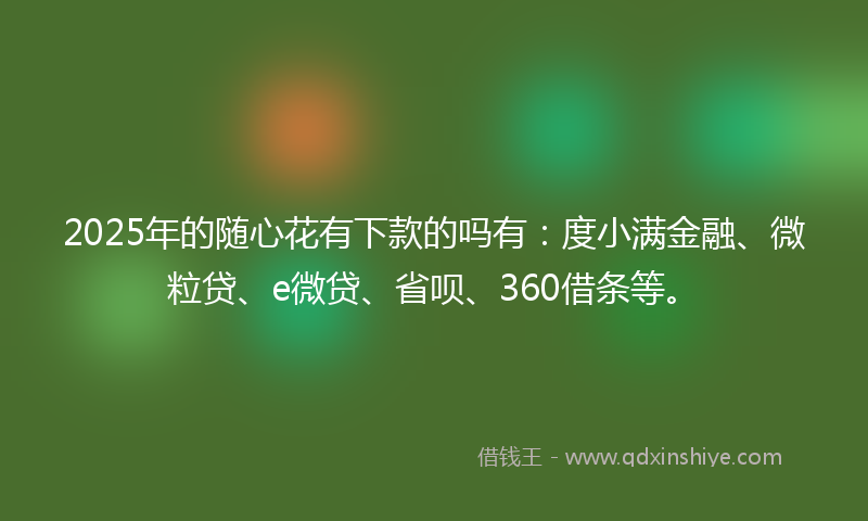 2025年的随心花有下款的吗有：度小满金融、微粒贷、e微贷、省呗、360借条等。