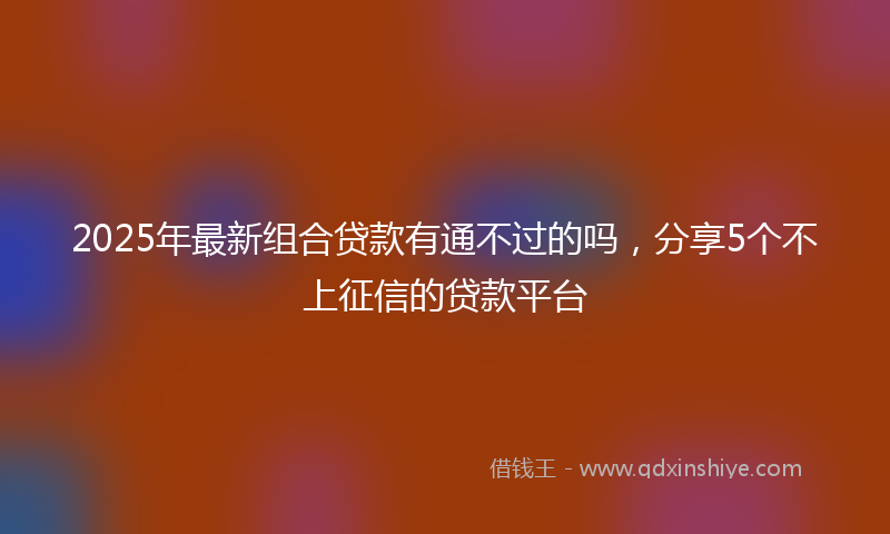 2025年最新组合贷款有通不过的吗，分享5个不上征信的贷款平台