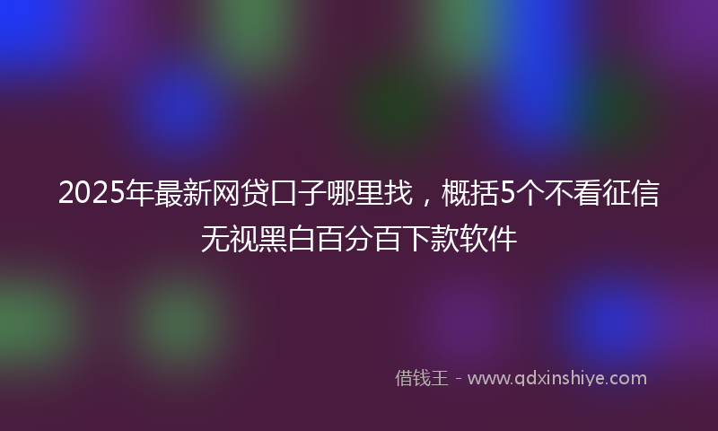 2025年最新网贷口子哪里找，概括5个不看征信无视黑白百分百下款软件