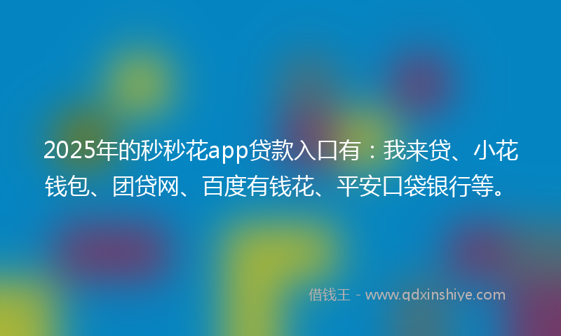 2025年的秒秒花app贷款入口有：我来贷、小花钱包、团贷网、百度有钱花、平安口袋银行等。
