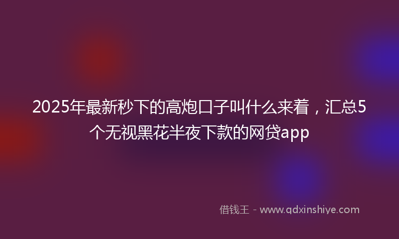 2025年最新秒下的高炮口子叫什么来着，汇总5个无视黑花半夜下款的网贷app