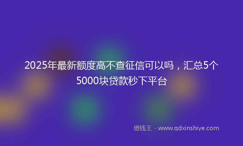 2025年最新额度高不查征信可以吗，汇总5个5000块贷款秒下平台