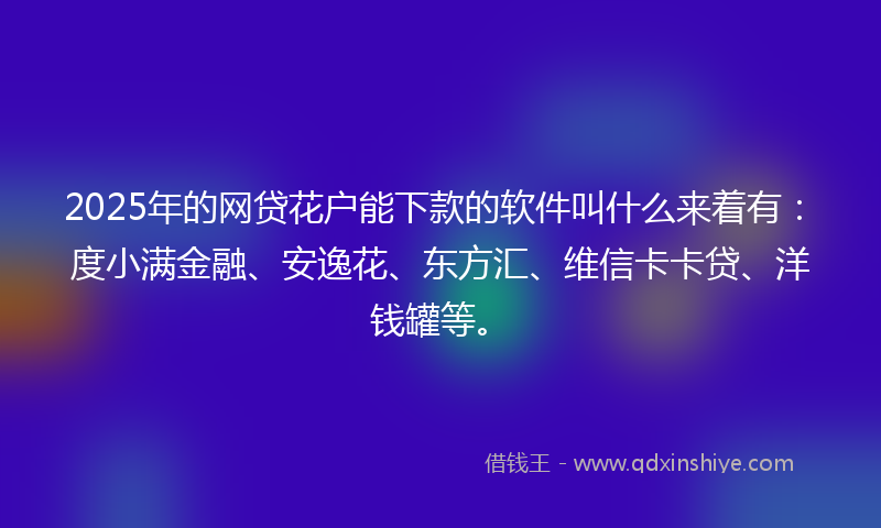 2025年的网贷花户能下款的软件叫什么来着有：度小满金融、安逸花、东方汇、维信卡卡贷、洋钱罐等。