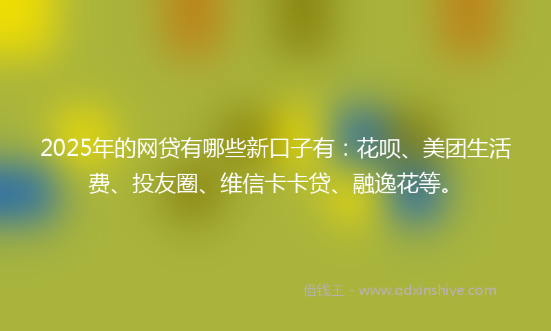 2025年的网贷有哪些新口子有：花呗、美团生活费、投友圈、维信卡卡贷、融逸花等。