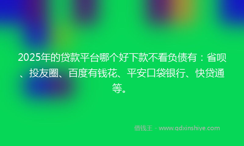 2025年的贷款平台哪个好下款不看负债有：省呗、投友圈、百度有钱花、平安口袋银行、快贷通等。