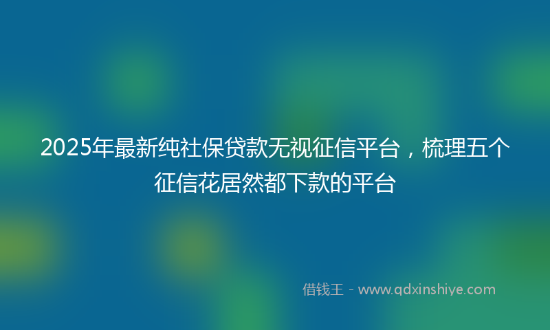 2025年最新纯社保贷款无视征信平台，梳理五个征信花居然都下款的平台
