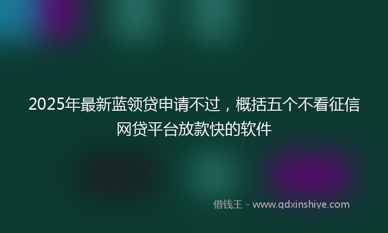 2025年最新蓝领贷申请不过，概括五个不看征信网贷平台放款快的软件
