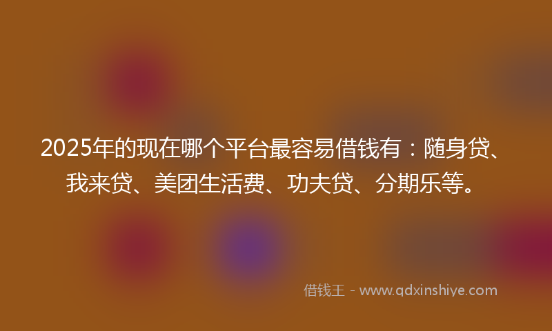 2025年的现在哪个平台最容易借钱有：随身贷、我来贷、美团生活费、功夫贷、分期乐等。