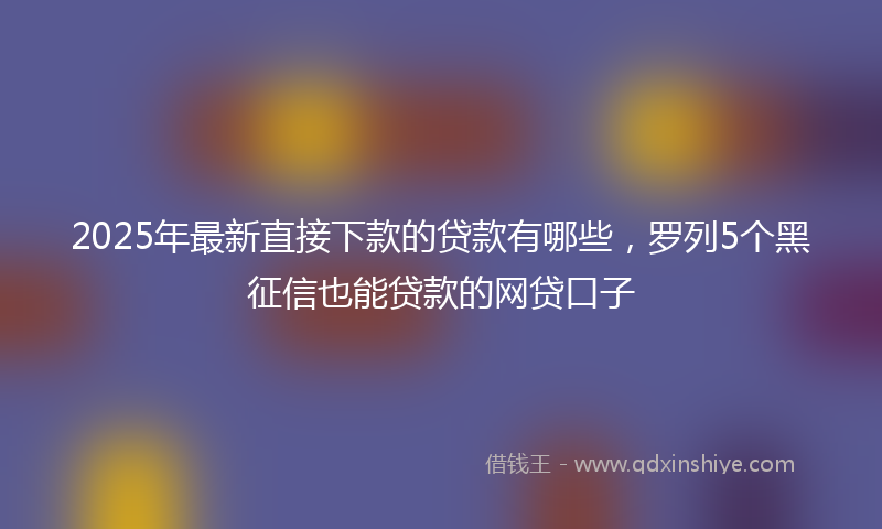 2025年最新直接下款的贷款有哪些，罗列5个黑征信也能贷款的网贷口子