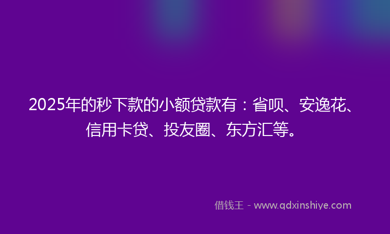 2025年的秒下款的小额贷款有：省呗、安逸花、信用卡贷、投友圈、东方汇等。