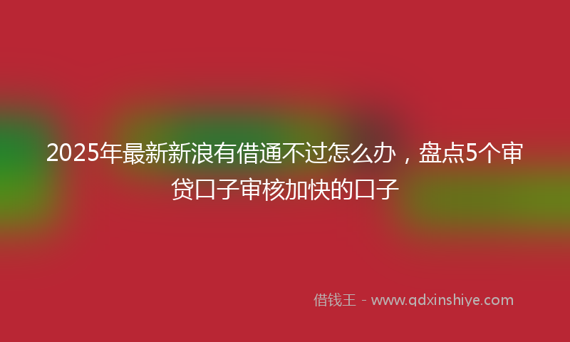 2025年最新新浪有借通不过怎么办，盘点5个审贷口子审核加快的口子