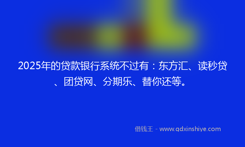 2025年的贷款银行系统不过有：东方汇、读秒贷、团贷网、分期乐、替你还等。