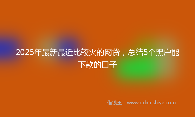2025年最新最近比较火的网贷，总结5个黑户能下款的口子