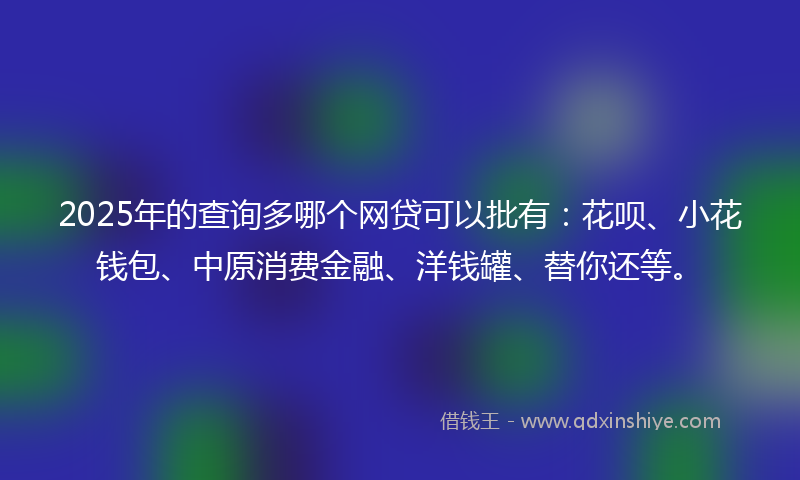 2025年的查询多哪个网贷可以批有：花呗、小花钱包、中原消费金融、洋钱罐、替你还等。