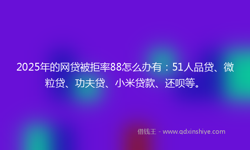 2025年的网贷被拒率88怎么办有：51人品贷、微粒贷、功夫贷、小米贷款、还呗等。