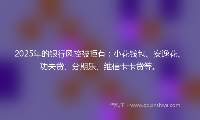 2025年的银行风控被拒有：小花钱包、安逸花、功夫贷、分期乐、维信卡卡贷等。