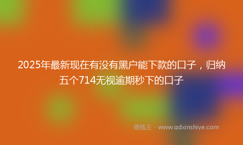 2025年最新现在有没有黑户能下款的口子，归纳五个714无视逾期秒下的口子