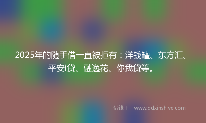 2025年的随手借一直被拒有：洋钱罐、东方汇、平安i贷、融逸花、你我贷等。