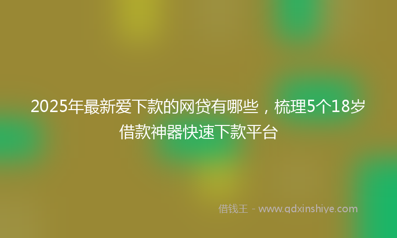 2025年最新爱下款的网贷有哪些，梳理5个18岁借款神器快速下款平台