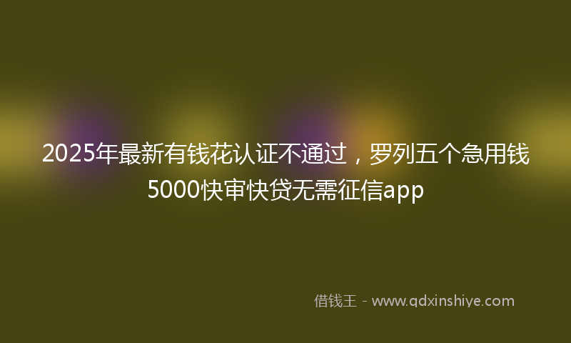 2025年最新有钱花认证不通过，罗列五个急用钱5000快审快贷无需征信app