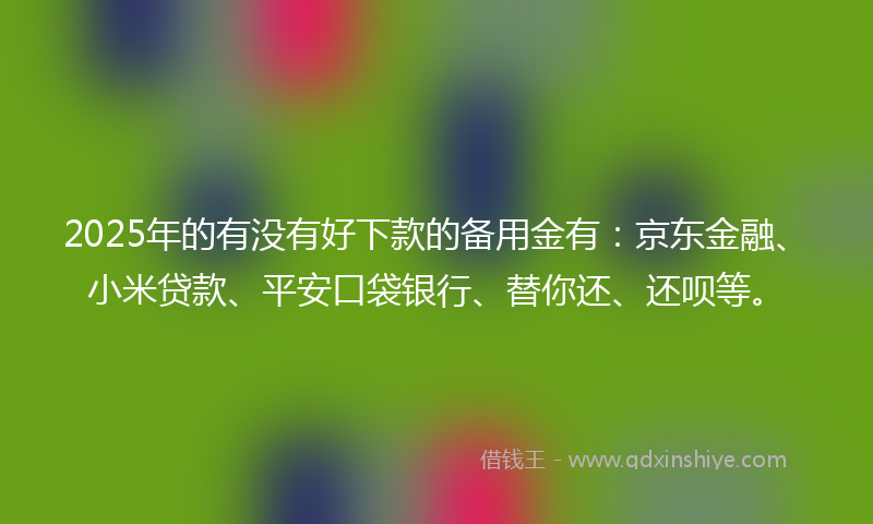2025年的有没有好下款的备用金有：京东金融、小米贷款、平安口袋银行、替你还、还呗等。
