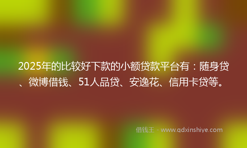 2025年的比较好下款的小额贷款平台有：随身贷、微博借钱、51人品贷、安逸花、信用卡贷等。