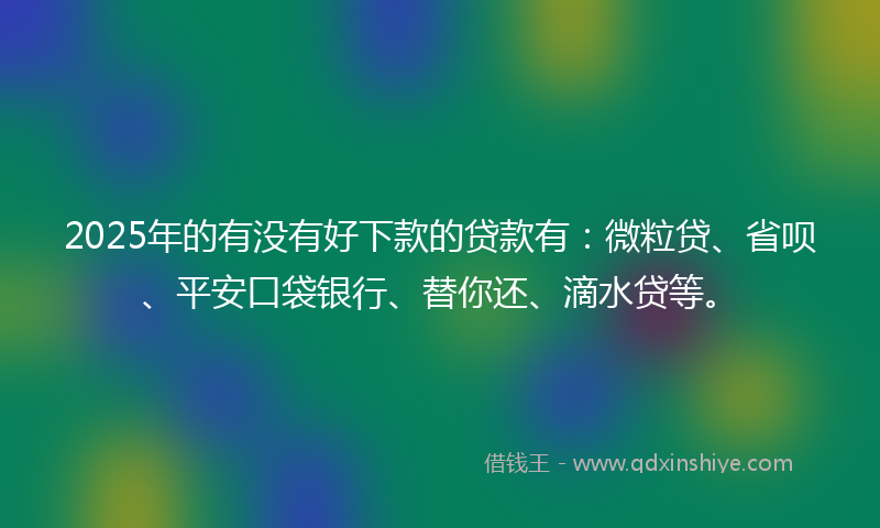 2025年的有没有好下款的贷款有：微粒贷、省呗、平安口袋银行、替你还、滴水贷等。