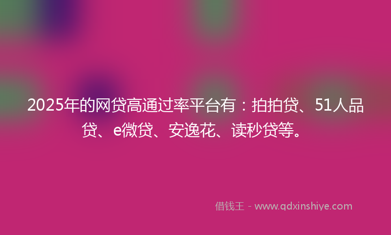 2025年的网贷高通过率平台有：拍拍贷、51人品贷、e微贷、安逸花、读秒贷等。