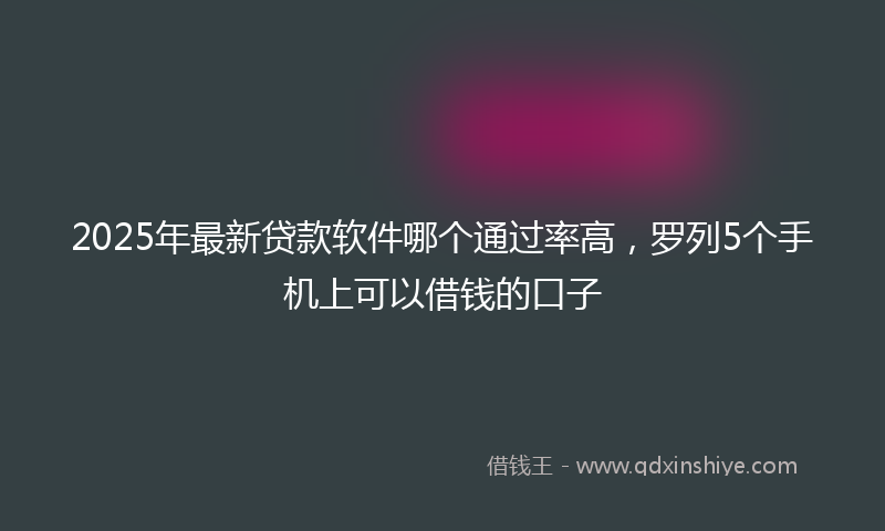 2025年最新贷款软件哪个通过率高，罗列5个手机上可以借钱的口子