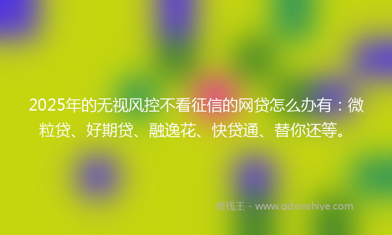 2025年的无视风控不看征信的网贷怎么办有：微粒贷、好期贷、融逸花、快贷通、替你还等。