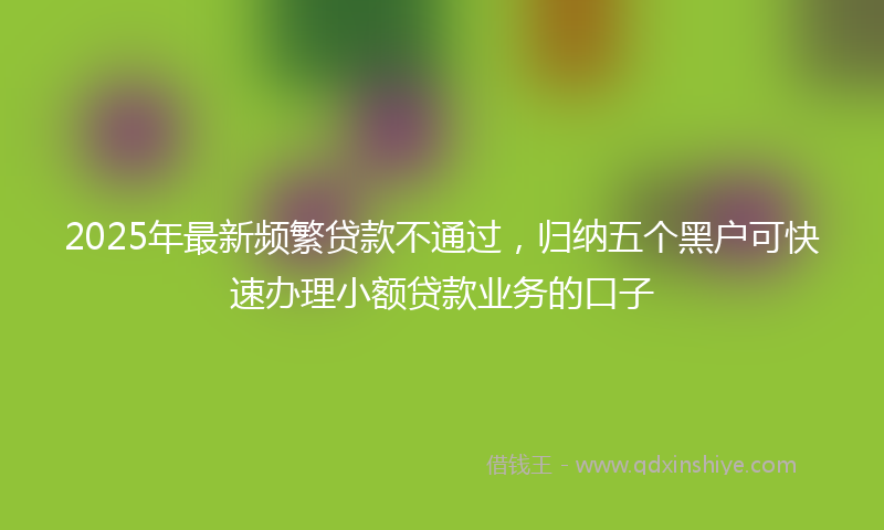 2025年最新频繁贷款不通过，归纳五个黑户可快速办理小额贷款业务的口子