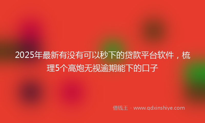 2025年最新有没有可以秒下的贷款平台软件，梳理5个高炮无视逾期能下的口子