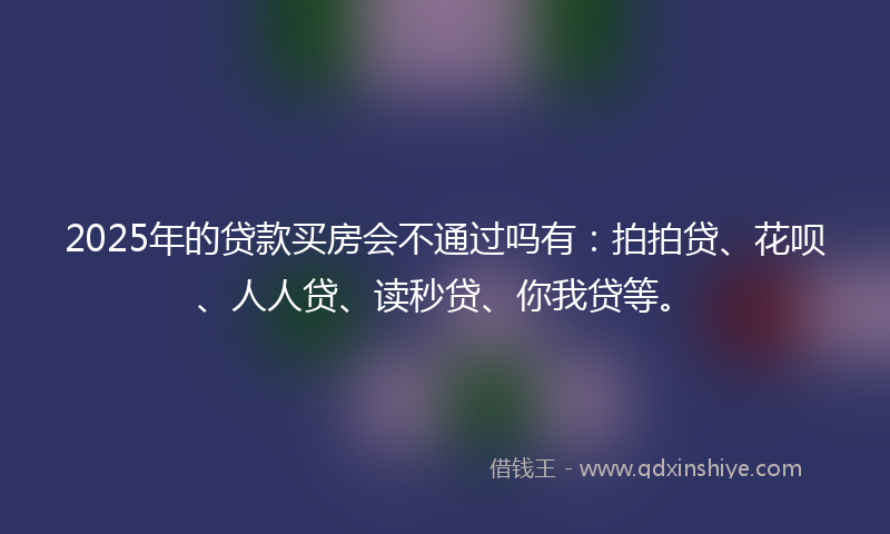 2025年的贷款买房会不通过吗有：拍拍贷、花呗、人人贷、读秒贷、你我贷等。