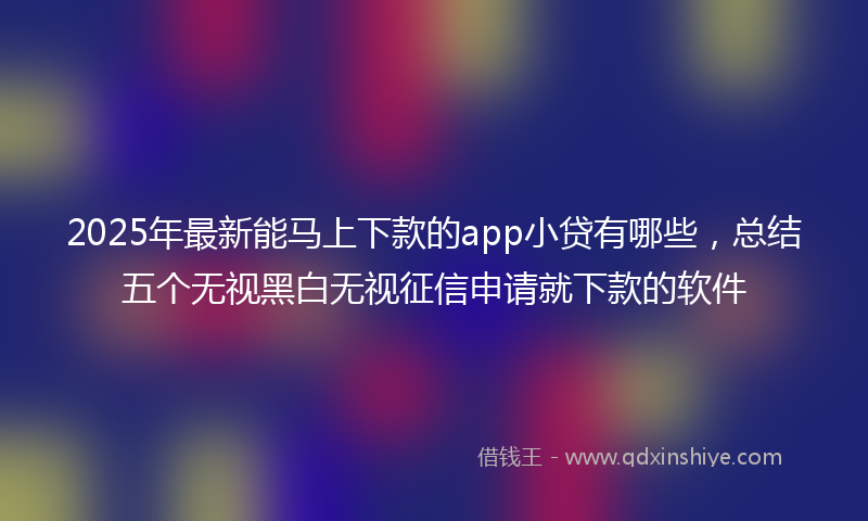 2025年最新能马上下款的app小贷有哪些，总结五个无视黑白无视征信申请就下款的软件
