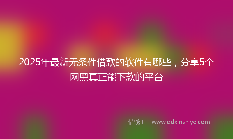 2025年最新无条件借款的软件有哪些，分享5个网黑真正能下款的平台