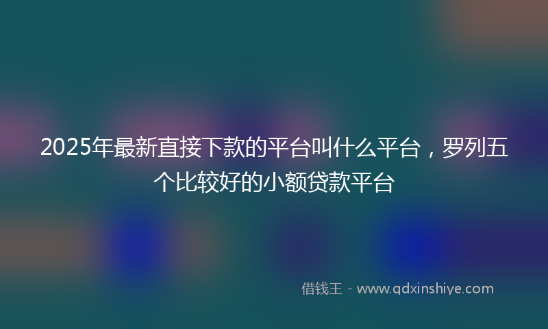 2025年最新直接下款的平台叫什么平台，罗列五个比较好的小额贷款平台