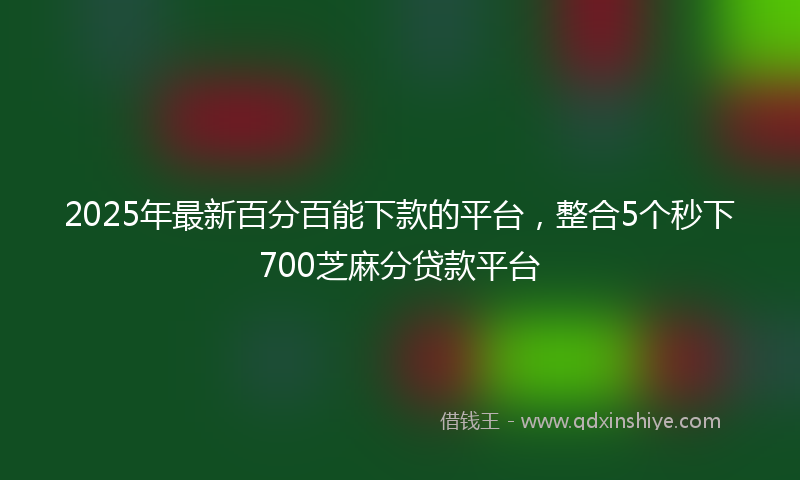 2025年最新百分百能下款的平台，整合5个秒下700芝麻分贷款平台