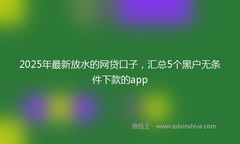 2025年最新放水的网贷口子，汇总5个黑户无条件下款的app