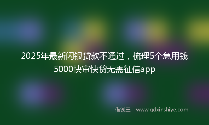 2025年最新闪银贷款不通过，梳理5个急用钱5000快审快贷无需征信app