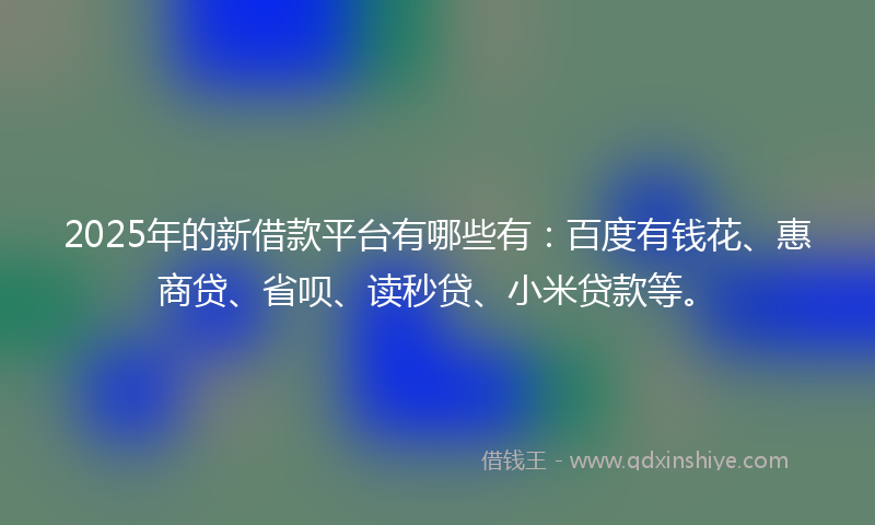 2025年的新借款平台有哪些有：百度有钱花、惠商贷、省呗、读秒贷、小米贷款等。